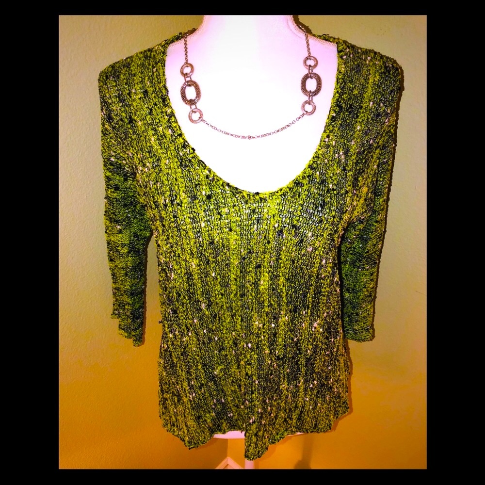 GEORGINA ESTEFANIA Green & Black Knit Top-Size Med
